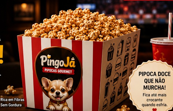 Chihuahua Pingo assistindo TV com pipoca de cinema